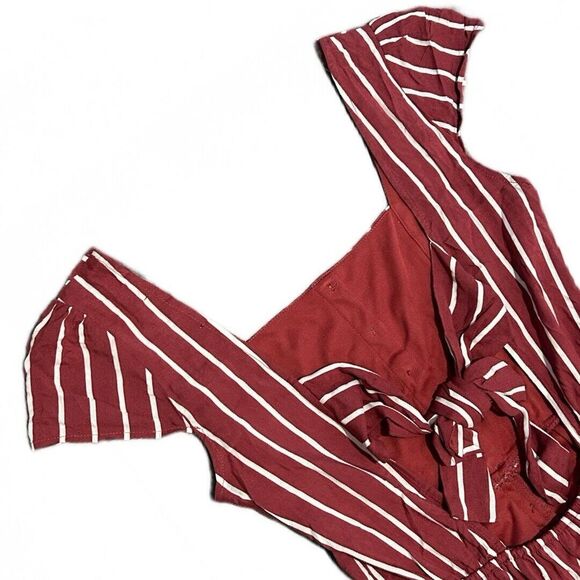 Trixxi Back‎ Cut Out Stripe Button Down Scoop Neck Cap Sleeve Maxi Dress M NWT - Picture 7 of 8